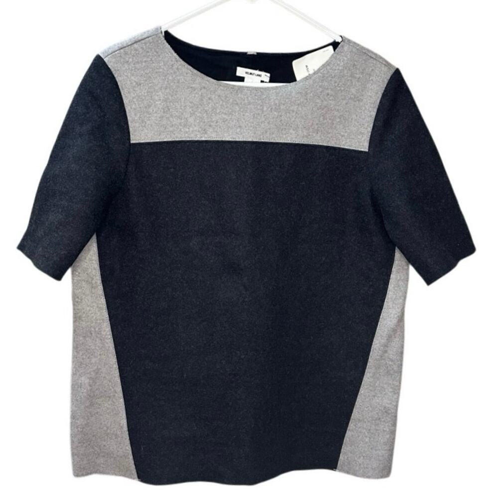 Helmut Lang Color block Wool Bateau Neckline T-Shirt Size Large